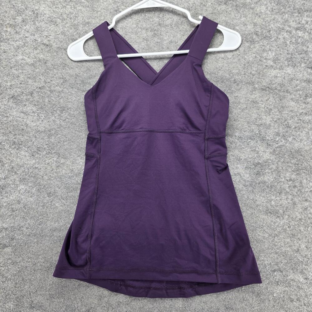 Lululemon Tank Top Womens 6 Purple Built-In Bra V-Neck Strappy Yoga Athletic